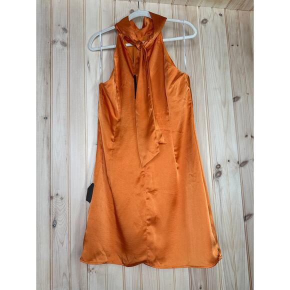 NWT Lulus Infinite Admiration Orange Satin Halter Mini Dress Cocktail Party XL - Picture 5 of 8